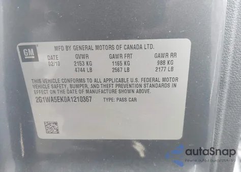 2010 Chevrolet Impala Ls из США, поврежденный, VIN 2G1WA5EK0A1210367